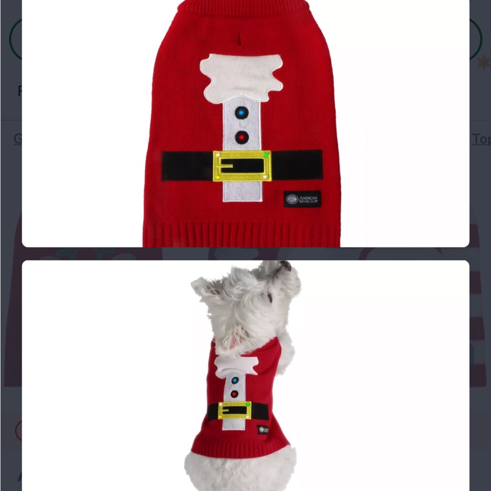 AKC Santa Light-Up Dog Sweater – Red Holiday Knit, Size Small